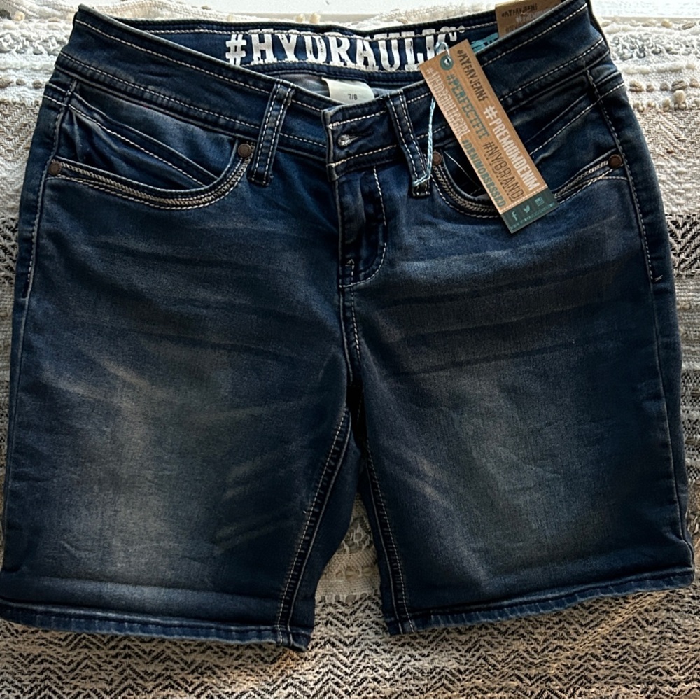 Hydraulic Dark Blue Washed Denim Shorts NWT